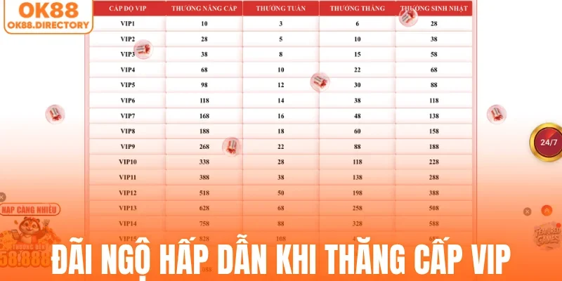 Đãi ngộ hấp dẫn khi thăng cấp VIP